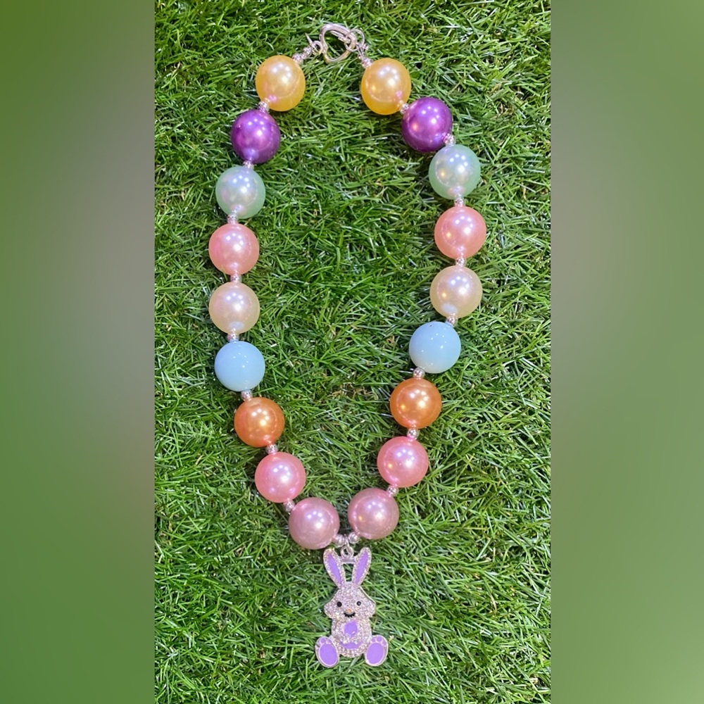 BRAND NEW WITH TAGS Girls Multi-Color Bubble Bunny Rhinestone Necklace Set